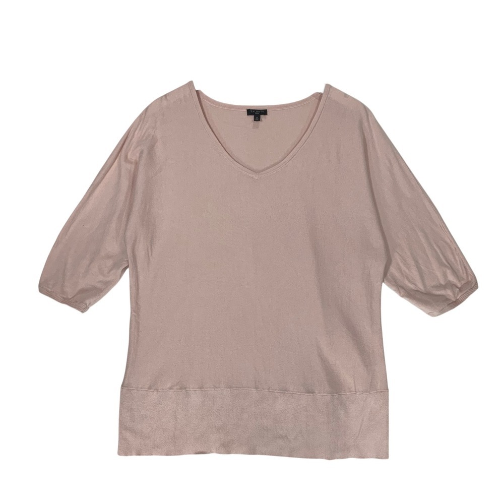 Talbots Woman Blush Pink V-Neck Dolman 3/4 Sleeve Sweater Plus Size 3X
